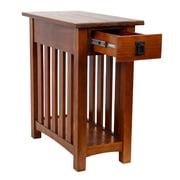 Leick Home 8202 Mission Impeccable End Table with Drawer, Made with Solid Wood, Narrow Side Table for Living Room, Bedroom, Medium Oak Finish