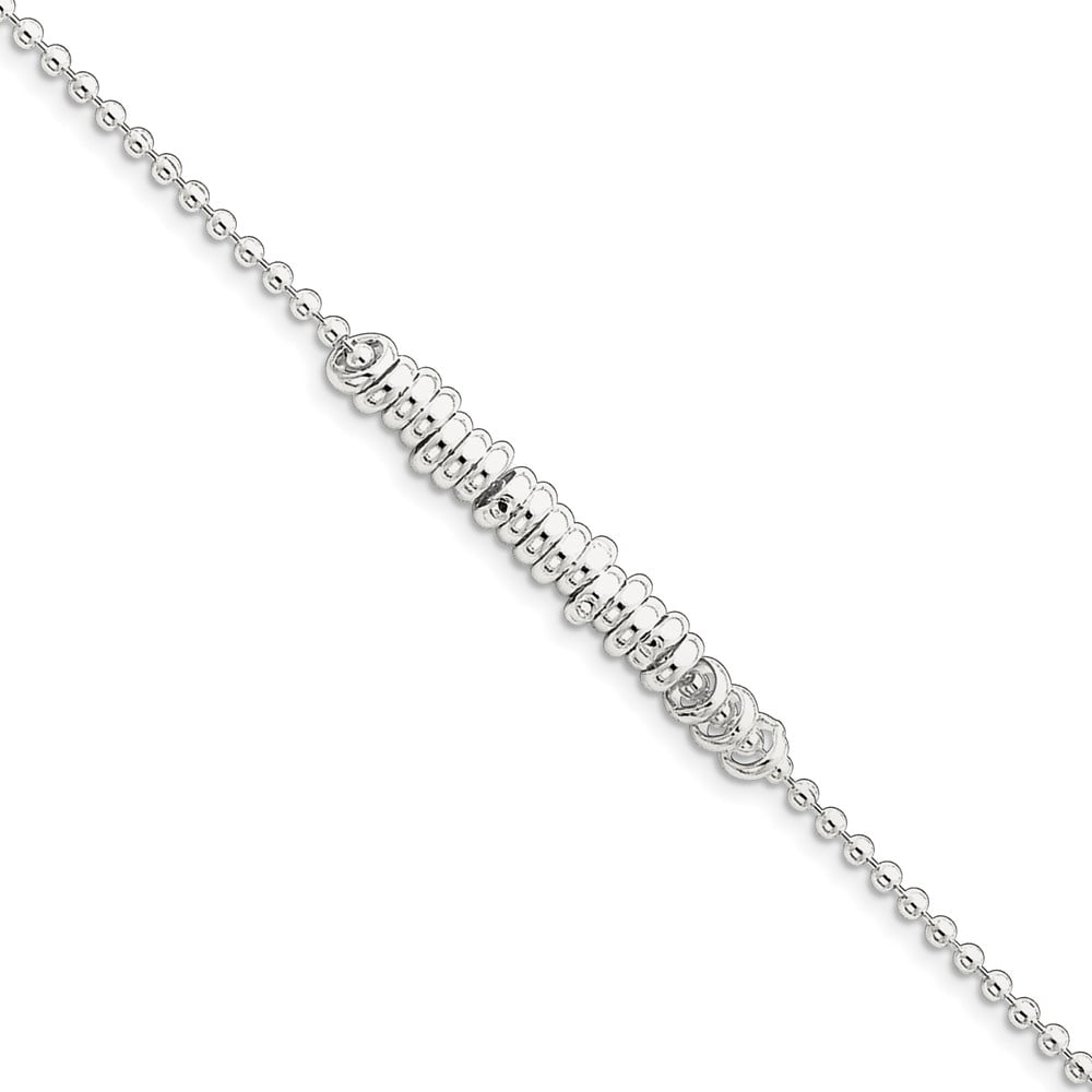 Sterling Silver 10inch Polished Fancy Love Ring Anklet QG286
