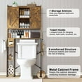 thumbnail image 3 of POAO Over the Toilet Storage Cabinet with Metal Frame &7 Storage Shelves,Bathroom Storage Organizer with Adjustable Shelves&Paper Holder,Brown, 3 of 9