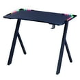 thumbnail image 3 of Queroig Gaming Desk with RGB LED Lights, Carbon Fiber Surface Gaming Table, Large Gaming Computer Desk, X-Shaped Legs PC Workstation Desk with Cup Holder & Headphone Hook, 3 of 7