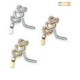 thumbnail image 2 of Heart Nose Ring Stud L Shape Surgical Steel Gem 1pc 20G 18G, 2 of 2