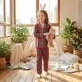 thumbnail image 6 of Family Matching Pajamas Set Plaid Print Long Sleeve Tops Pants Holiday Sleepwear, 6 of 10