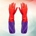 thumbnail image 3 of 1 pair Winter Long Warm Waterproof Rubber Household Gloves Cleaning Dishwashing Brushed Washing Clothes Gloves, 3 of 3