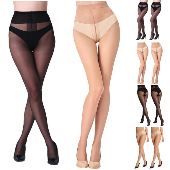Hilenly Sheer Tights for Women Ultra Thin Reinforced T Crotch Control Top Pantyhose Stockings