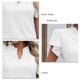 thumbnail image 5 of Blusa de manga corta con cuello en V y volantes para mujer Blusa holgada de color puro con ojales Blusa de moda de verano Blanco M, 5 of 6