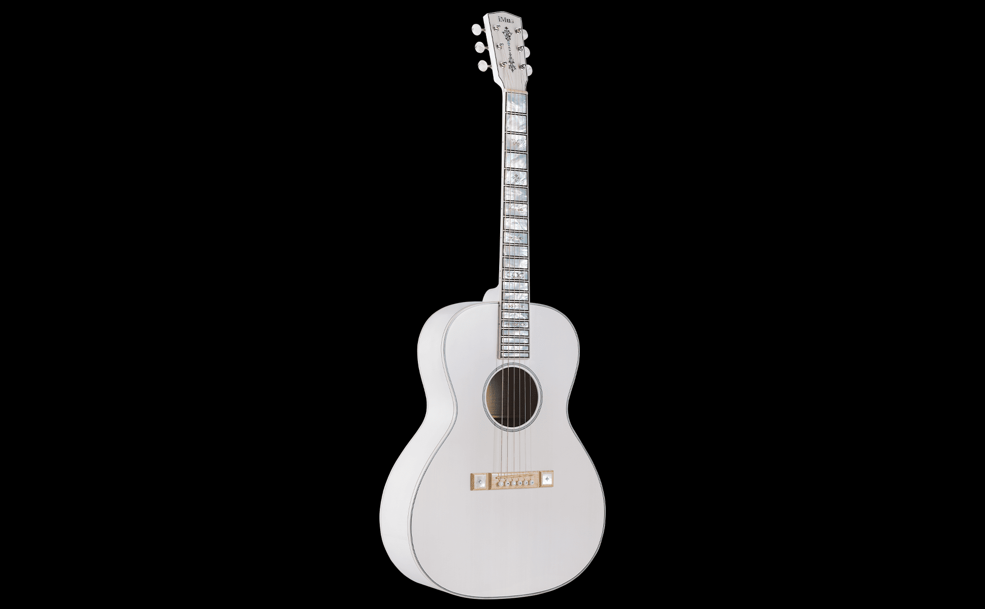 iMus i00-Size Handcrafted Acoustic Guitar - Adirondack Spruce Top with Flamed Maple Back and Sides - 90-Day Build, Ebony Fretboard Abalone Inlay - Stage and Studio Pro - Gloss White