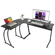 ZENY Modern L-Shaped Laptop Corner Desk Computer Desk Table Writing Workstation, Black, Anti-Rust