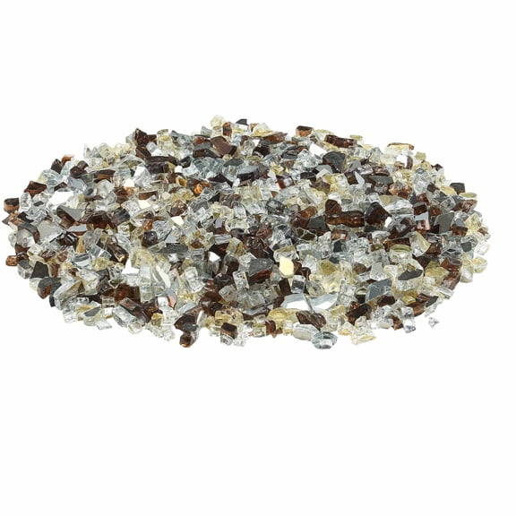 Fire Pit Glass Rocks,10 LBS Reflective Fireplace Gems,1/2" High-Temperature Resistant for Fire Pit Table,Copper Clear Gold Mix,Landscaping Stones