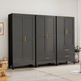 thumbnail image 7 of 71" H Metal Armoire Wardrobe Closet, Adjustable Shelve, Clothes Metal Wardrobe Cabinet for Bedroom (1 Drawer, Black), 7 of 7