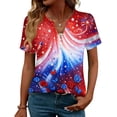 thumbnail image 2 of LWavelet Fourth of July Shirts for Women Short Sleeve Tops V-Neck Casual Patriotic Floral Butterfly Graphic Tee Multicolor 2XL, 2 of 7