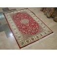 thumbnail image 1 of AHMEDANI Exclusive Red Floral Lovely Rare Hand Knotted Rug Wool Silk Carpet (6 x 4)', 1 of 9