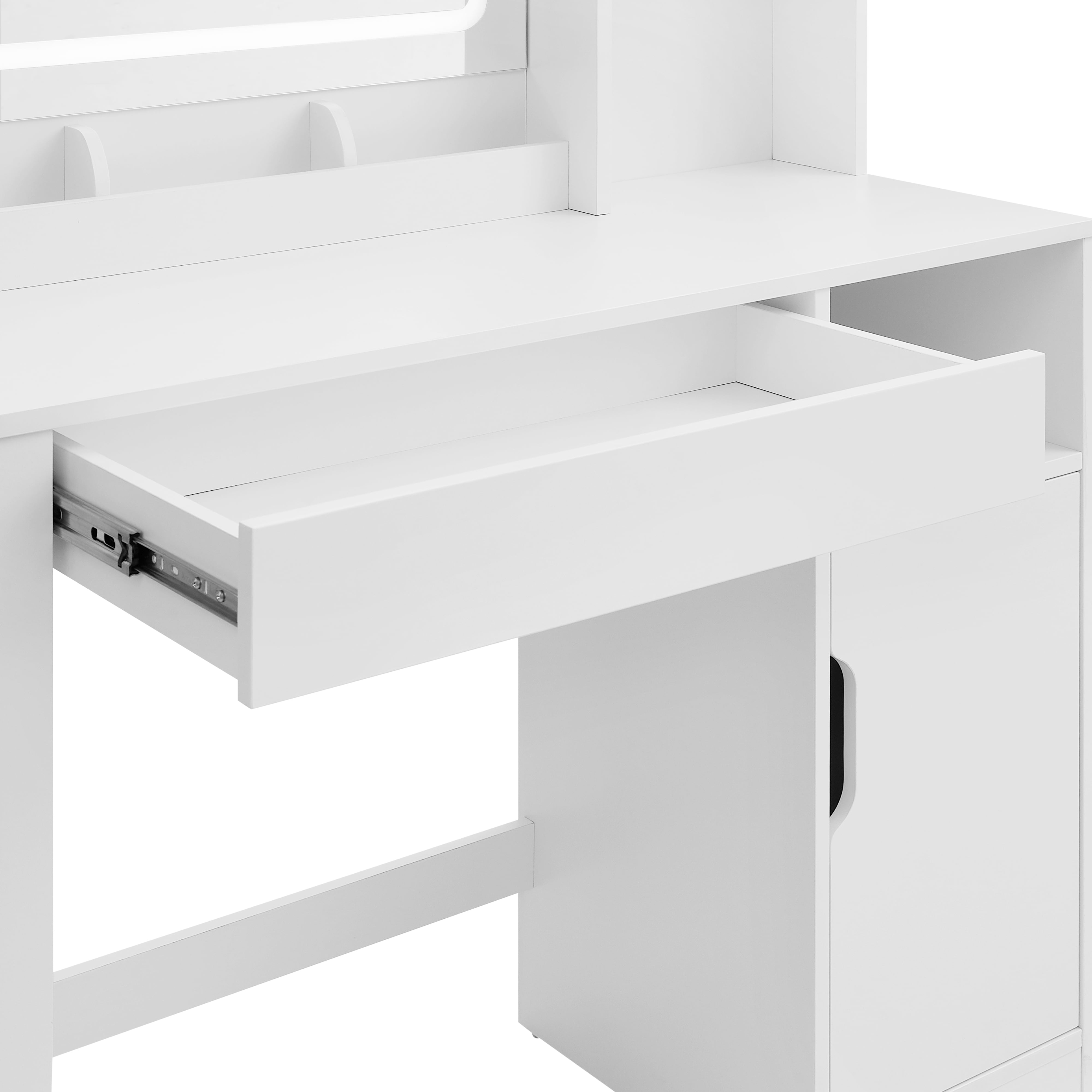 Mainstays Get Ready with Me GRWM Vanity Table with Lighted Mirror and Storage, White Finish