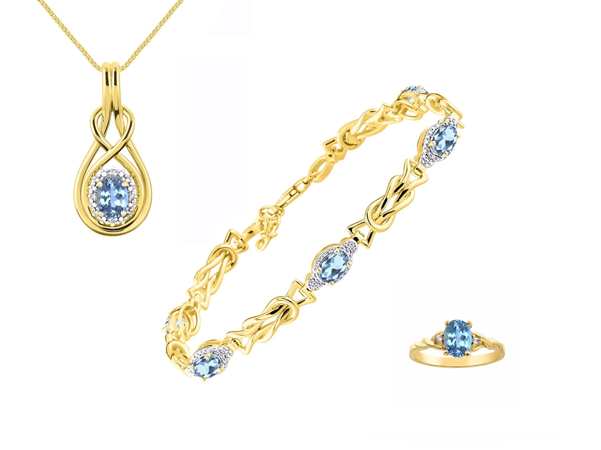 Details about   Blue Topaz Natural Gemstone Vintage Jewelry Set