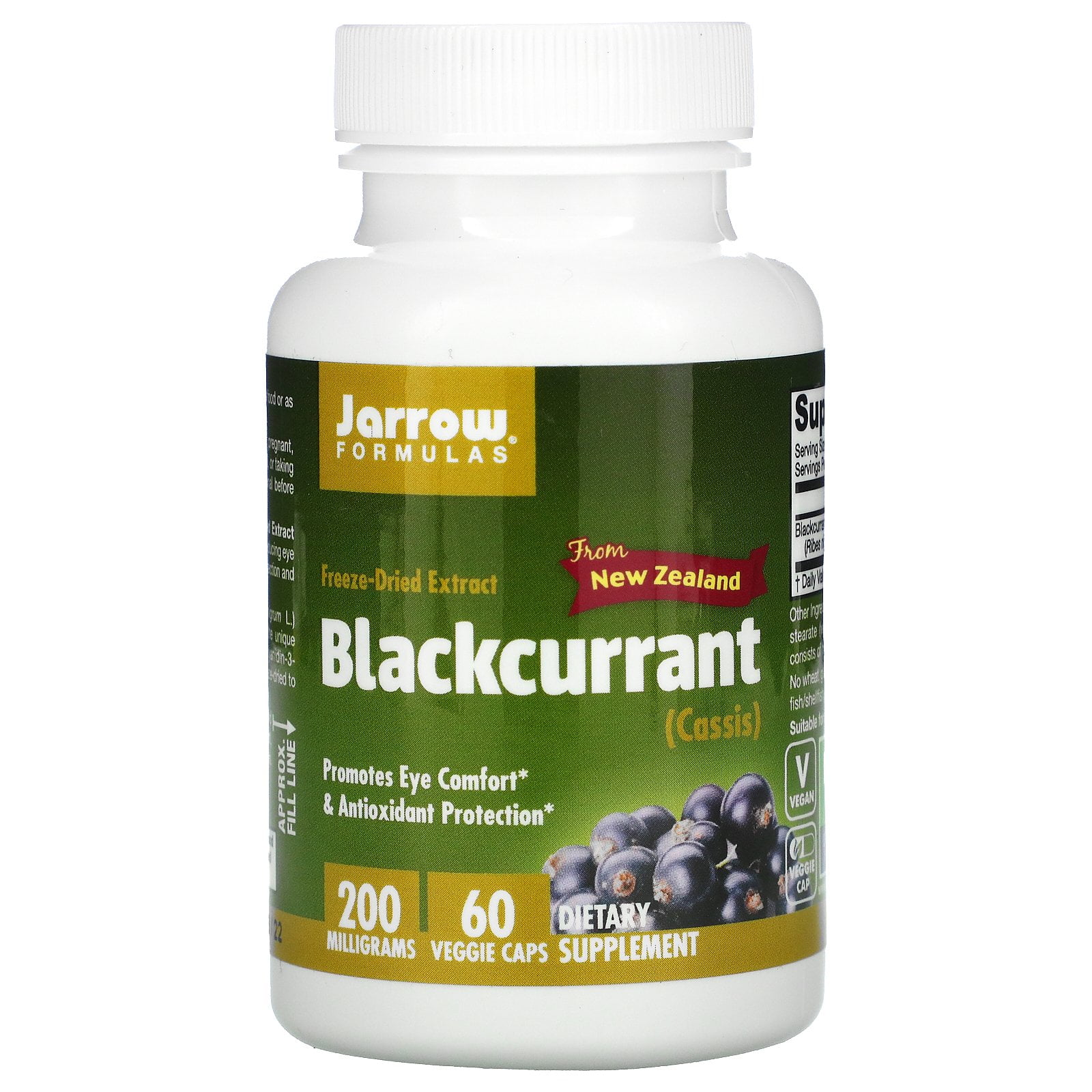 Jarrow Formulas Black Currant Freeze-Dried Extract, Promotes Eye Comfort & Antioxidant Protection, 200 mg, 60 Capsules