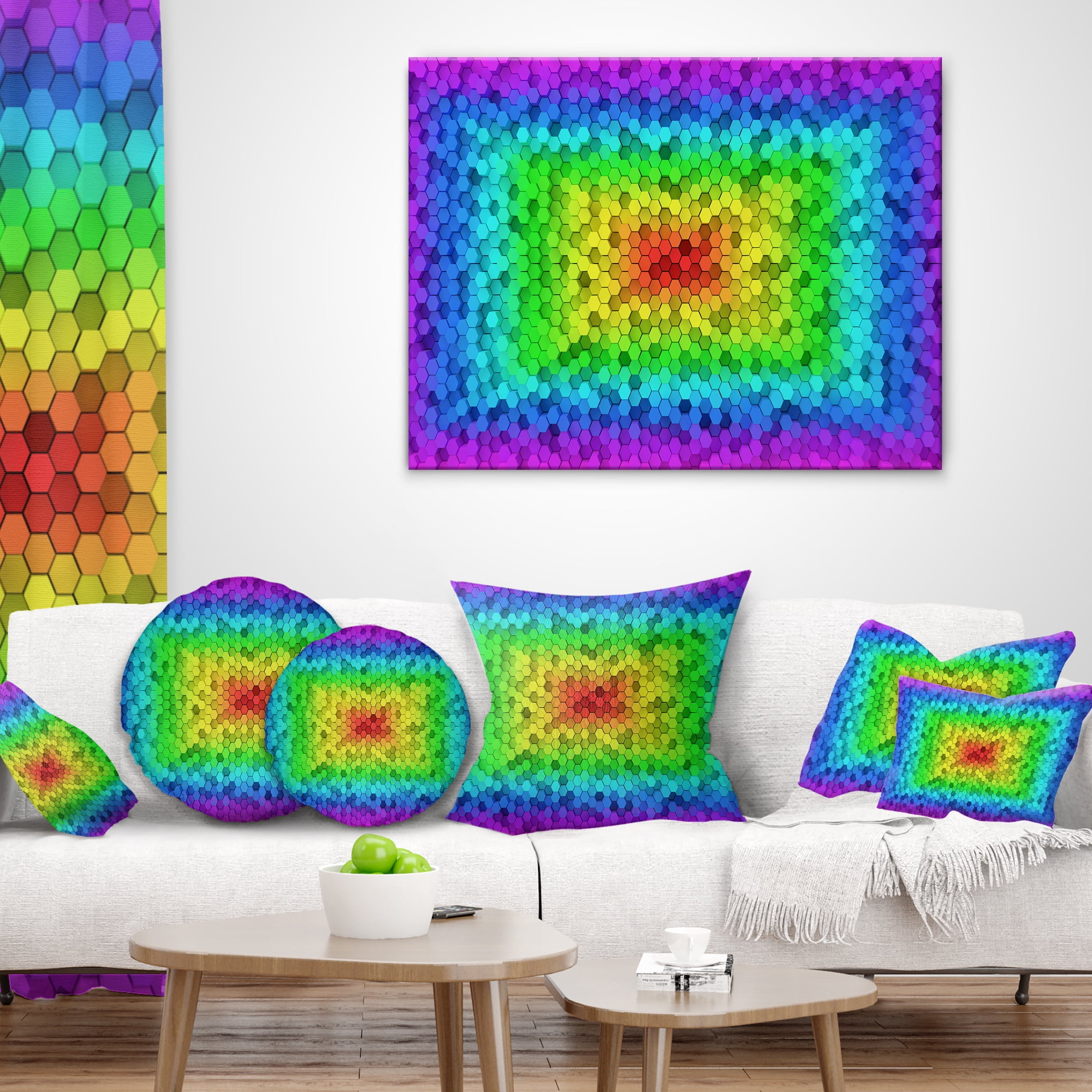 Designart Random Elevated Hexagon Columns - Abstract Throw Pillow - 18x18