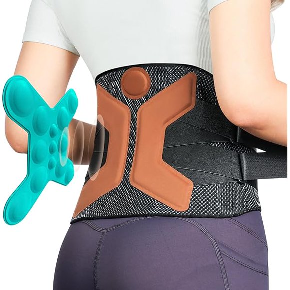wonima11 Back Brace for Lower Back Pain Relief, 4D Stretch Lumbar Support Belt for Men & Women with 3D Pad, LowBack Support Brace for Herniated Disc, Sciatica-Black, Large [Waist 35.4''-41.7'']