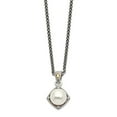 thumbnail image 3 of Sterling Silver Two Tone Silver And Gold Plated Sterling Silver w/FW Cultured Pearl & Diamond Necklace, 3 of 5