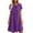 *Purple, variant on VBVC Women's Cotton Linen Tie Neck Midi Dress , Ladies' Casual Short Sleeve Shift Dress , Summer Solid Color Tunic Dress For Women, S-2XL