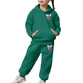 thumbnail image 5 of BUWTTED Girls Activewear Jogger Sets - 2 Piece Cherry Print Graphic Pullover Hoodie Sweatshirt Sweatpants Sweatsuit Outfits Dark Green 6-7 Y, 5 of 7