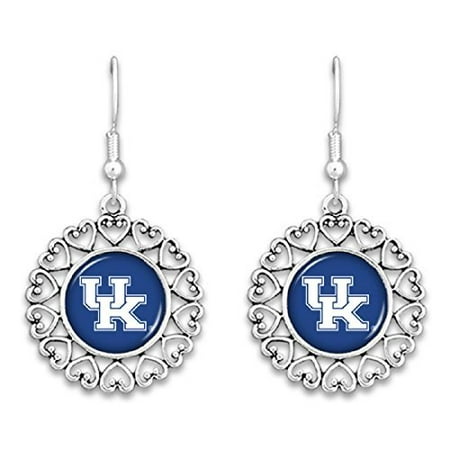 - Kentucky Wildcats Logo Circle Earrings with Hearts