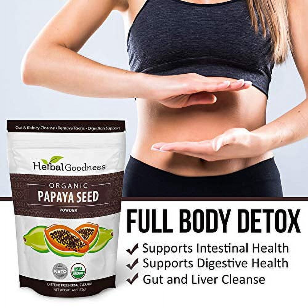 Papaya Seed Powder - Digestive Enzymes, Guts Health, Kidney and Detox Cleanse, 4oz, Herbal Goodness