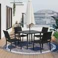 thumbnail image 2 of Clearance! Outdoor Patio PE Wicker 5-Piece Dining Table Set with Umbrella Hole and 4 Dining Chairs for Garden, Deck,Black Frame+Black Rattan, 2 of 9