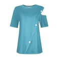 thumbnail image 5 of AherBiu Summer Tops for Women 2024 Cold Shoulder Short Sleeve Basic Comfy Solid Color Tees T Shirts, 5 of 7