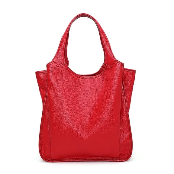 Genuine leather, pure color, large capacity, handbag, cross-body shopping bag, women's wallet, storage bag
