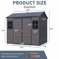 thumbnail image 4 of Zateety 8 x 6 FT Resin Outdoor Storage Shed with Built-in Floor, Waterproof, Lockable Door, 2 Windows & Vents, Weather Resistant Tool Shed for Garden Patio Backyard, 4 of 7