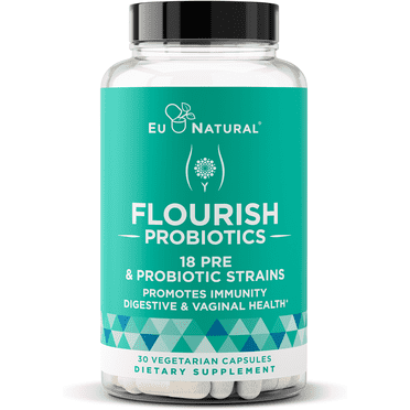 Flourish Probiotics   Prebiotics for Women – Gut and Digestion, Urinary Tract, Reduce Bloating, Vaginal Health – 18 Clinically Proven Strains, 14 Billion CFU – 30 Shelf-Stable Mini Vegan Capsules