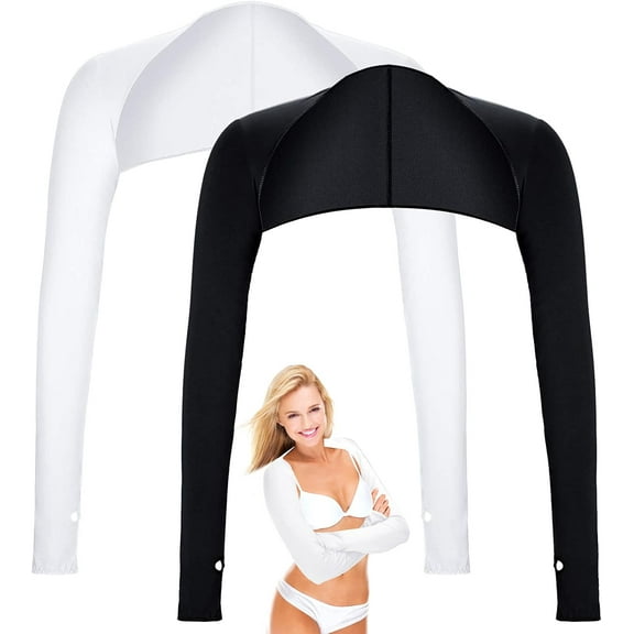Cooling Shawl Arm Sleeve with Finger Hole Sun Protection Cooler Shrug Arms Wrap 2-piece