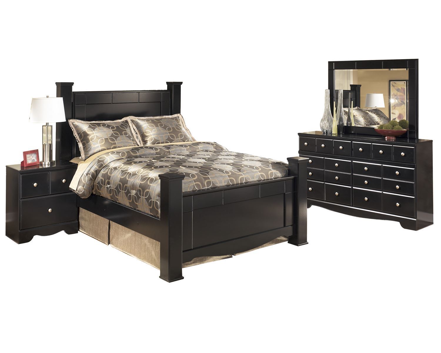 Ashley Furniture Shay 4 Pc E King Poster Bedroom Set Black Walmart Com Walmart Com