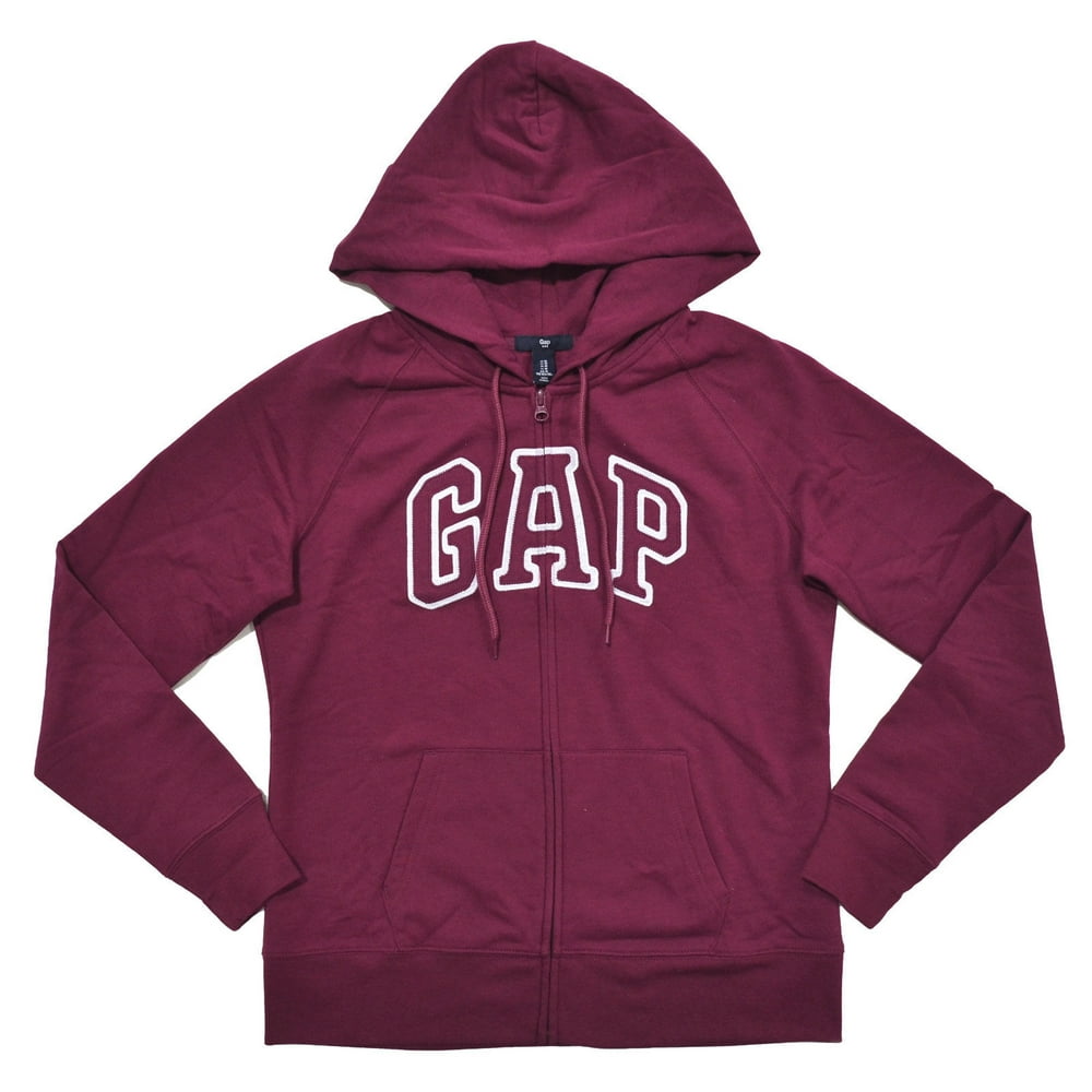 Gap - GAP Womens Fleece Arch Logo Full Zip Hoodie (XL, Maroon ...