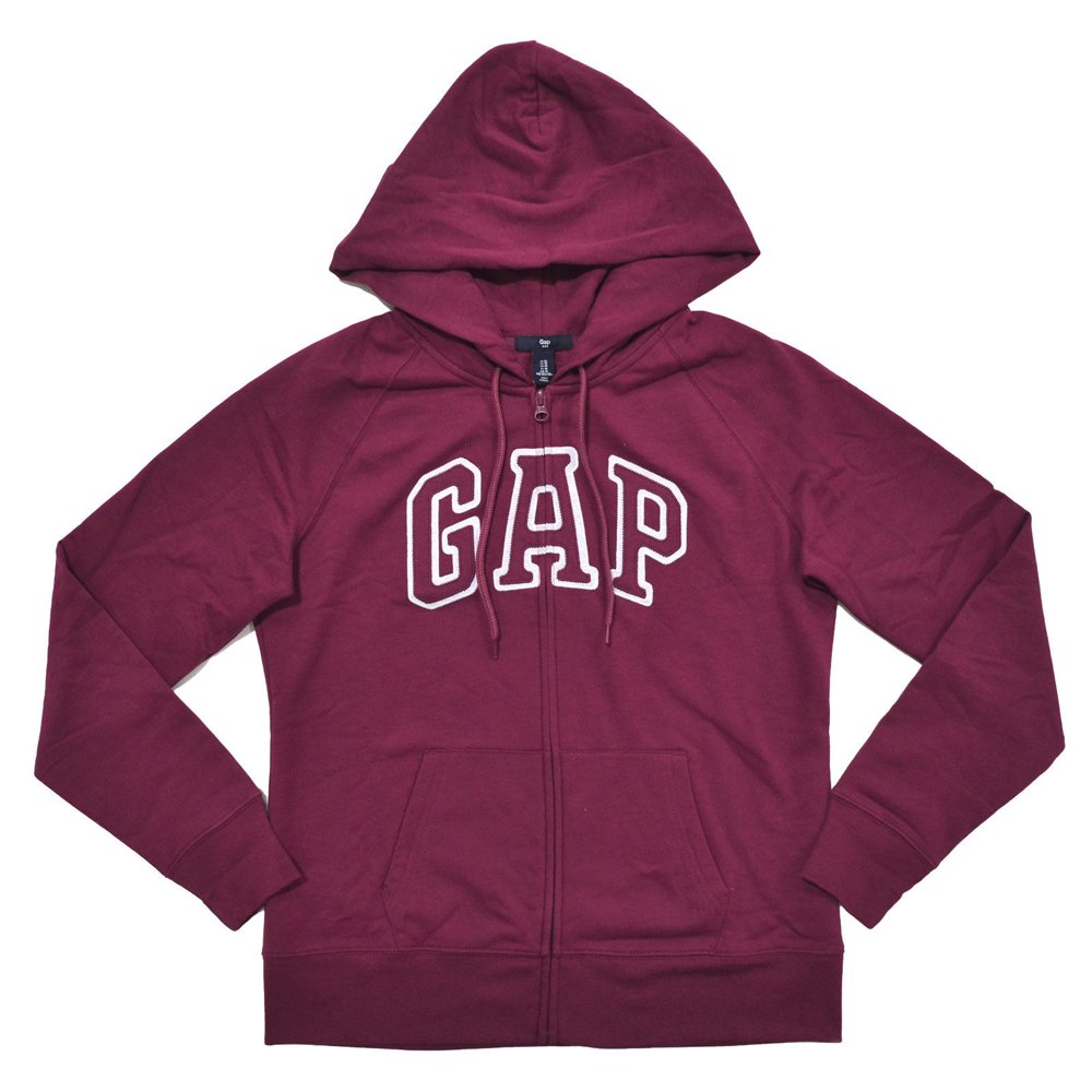 Gap - GAP Womens Fleece Arch Logo Full Zip Hoodie (XL, Maroon ...