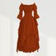 thumbnail image 4 of Vestido de manga tres cuartos para mujer ropa de fiesta plisada con cuello oblicuo Estilo Vintage, 4 of 8