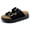 Black, variant on Women's Cork Footbed Slide Sandal, Suede 100% Genuine Leather Platform Clogs Sandals Mules Buckle Mens Sandal