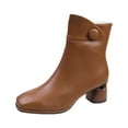 thumbnail image 2 of Wavsuf Western Boots for Women Square Toe Short Ankle-High with Zipper Vintage Brown Shoes Size 36, 2 of 8
