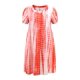 thumbnail image 4 of GRACE & GRANDEUR Vestido de Talla Grande para Mujer con Pliegues, Decoración de Botones, Estampado de Tie Dye, Cuello Redondo, Manga Corta, Vestido Casual con Bolsillos 3X Naranja, 4 of 5