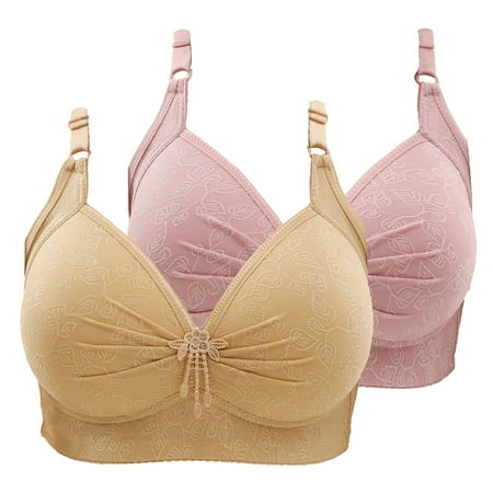 Gnurob Womens Padded Bralette Lace Push Up Bras 2 Pack Padded Seamless Bralettes Non Underwire Bra Cozy Back Support Underwear Sprots Everyday Wear Clearance Saving Pink 3X-Large