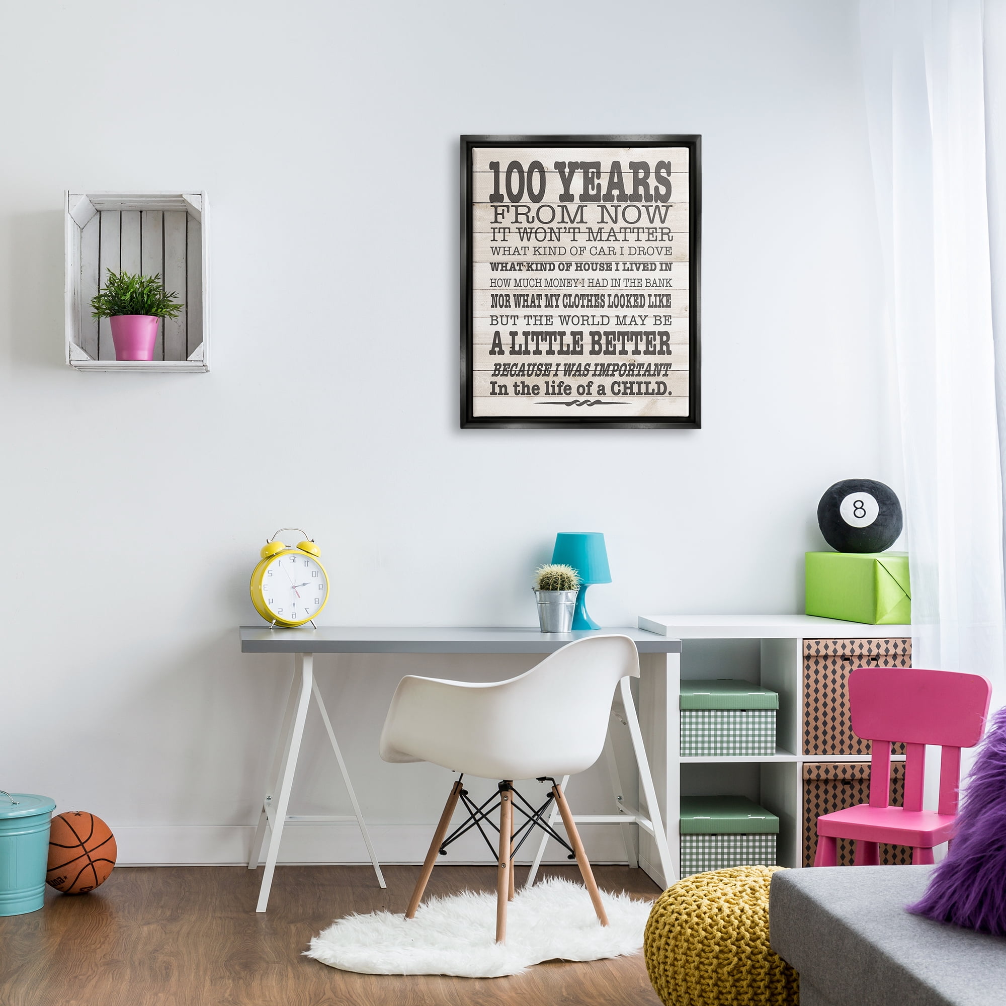 Stupell 100 Years From Now Inspiring Teacher Inspirational Painting Black Floater Framed Art Print Wall Art
