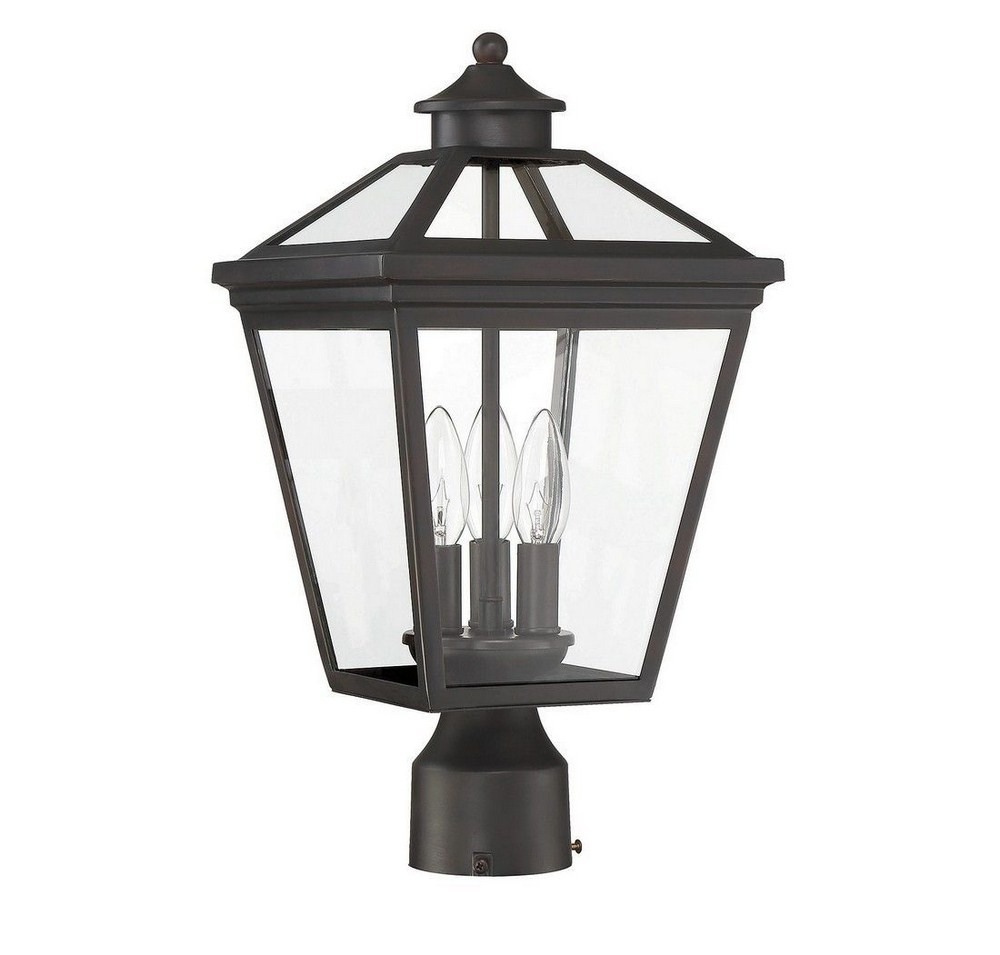 3 Light Outdoor Post Lantern-Modern Farmhouse Style with Rustic and Transitional Inspirations-17.5 inches Tall By 9 inches Wide-Black Finish Bailey - image 2 of 6