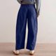 thumbnail image 4 of Pantalones de pana con cintura elástica de altura media para mujer: pierna ancha, trabillas para cinturón, pantalones informales para el día a día., 4 of 6