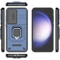 thumbnail image 2 of Case for Galaxy S24 FE,Military Slide Lens Camera Protection [Built-in Kickstand] Magnetic Metal Ring Holder Heavy Duty TPU+PC Shockproof Phone Case for Samsung Galaxy S24 FE 5G 2024 (Blue), 2 of 12