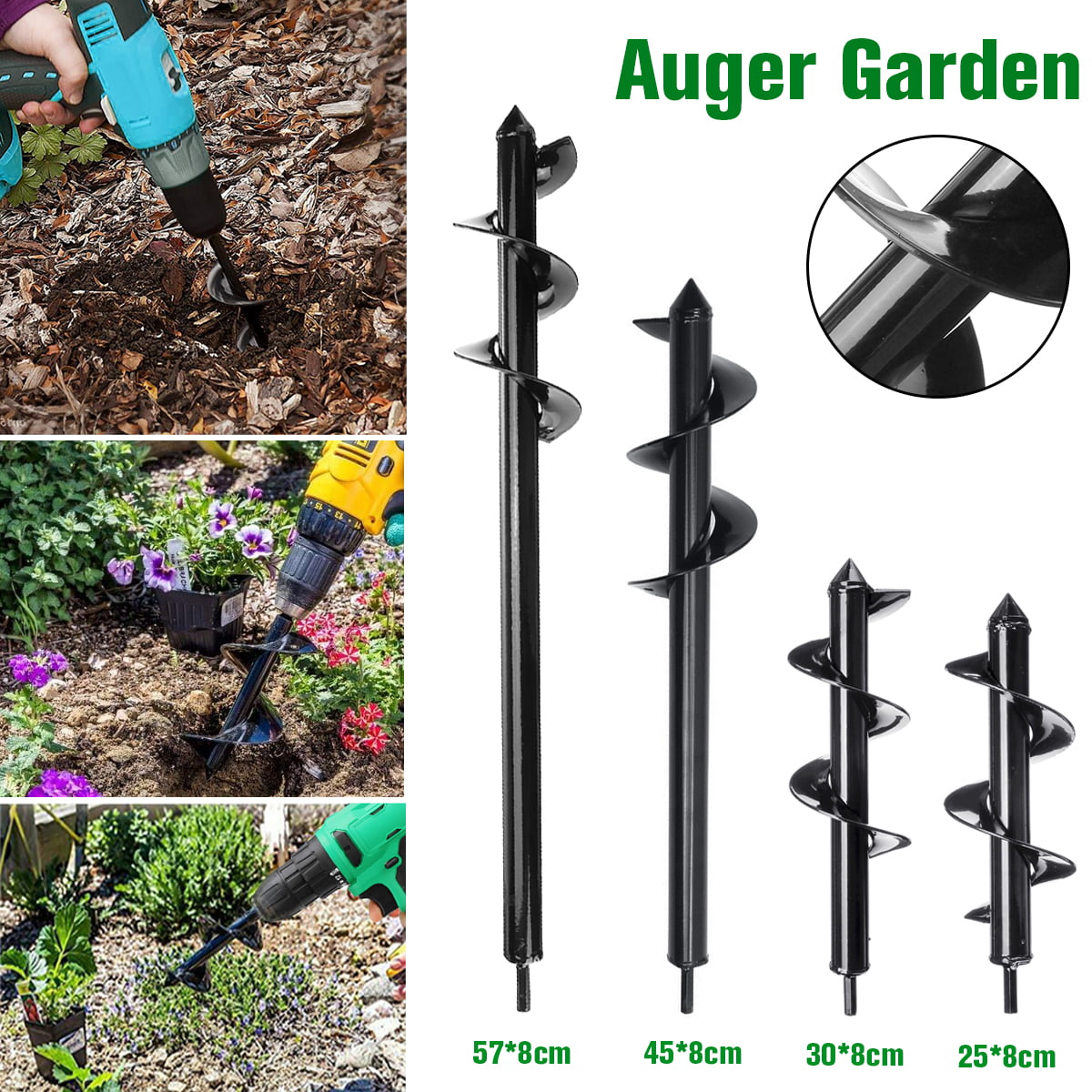 Auger 9 to 18 Inch Auger KitEarth Planter Spiral Auger Drill Bit Post Hole Digger Power Garden Drill Size : 7#