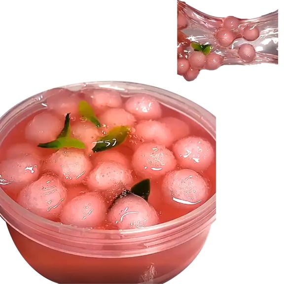 Peach Bead Clear Slime 60ml Crystal Transparent Slime Kit Stress Relief Stretchy Putty Toy DIY Non-Tacky Sludge