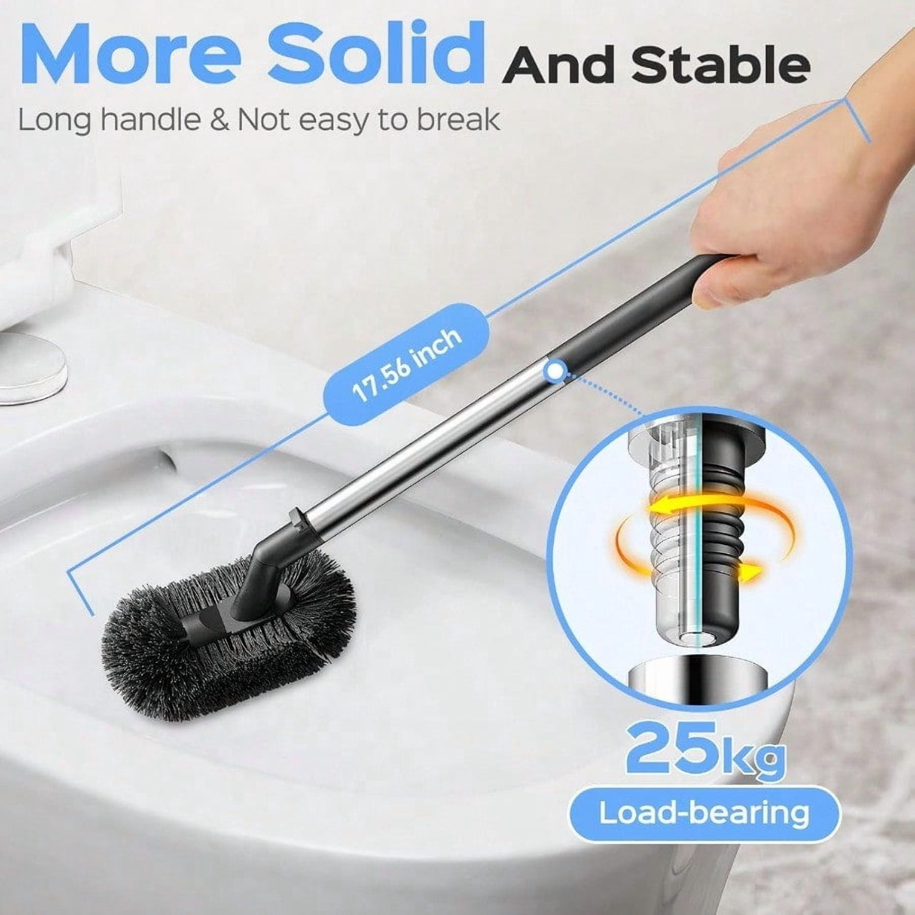 Toilet Plunger and Brush Set: 2 Pack 2 in 1 Stainl Steel Rustproof Combo with Curved Bristles Heavy Duty Toilet Unclogging for Family Bathroom Compact Apartment Cleaning Accories