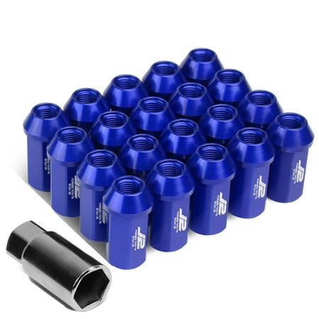J2 Engineering LN-T7-019-125-BL J2 Engineering 7075 -T6 Forged Aluminum M12 x 1.25 20Pcs 45mm Height Open-End Lug Nut w/ Adapter Blue
