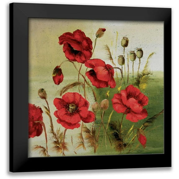 Schottler, Katharina 12x12 Black Modern Framed Museum Art Print Titled - Red poppies composition I
