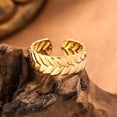 thumbnail image 4 of Thumb Ring Retro Leaf Shape Adjustable Opening Design Finger Ring Anti-Oxidation Stainless Steel Finger Band, 4 of 8
