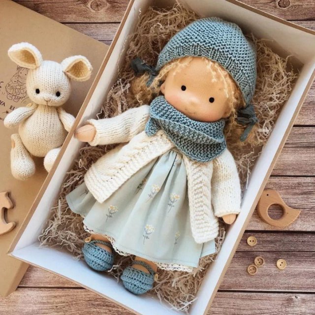 Muñeca Waldorf Vinilo Muñeca Artista Hecho a mano Mini Navidad Pulgar Waldorf Muñeca Fu